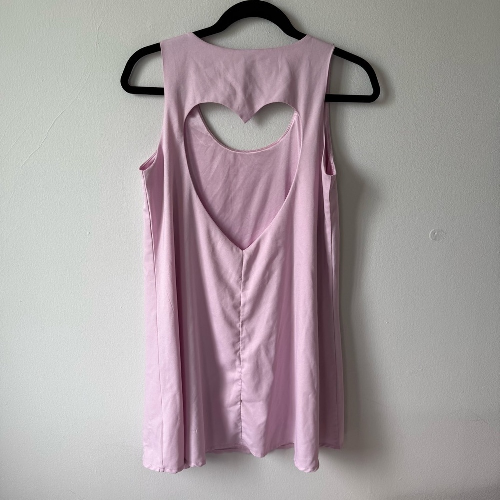 Pink Heart Cutout Lined Sleeveless Dress